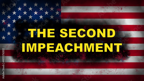 The Second Impeachment with a USA flag in a grunge style - Illustration