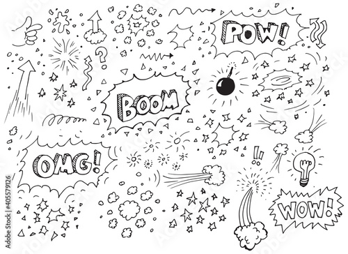 Hand drawn comic boom doodles