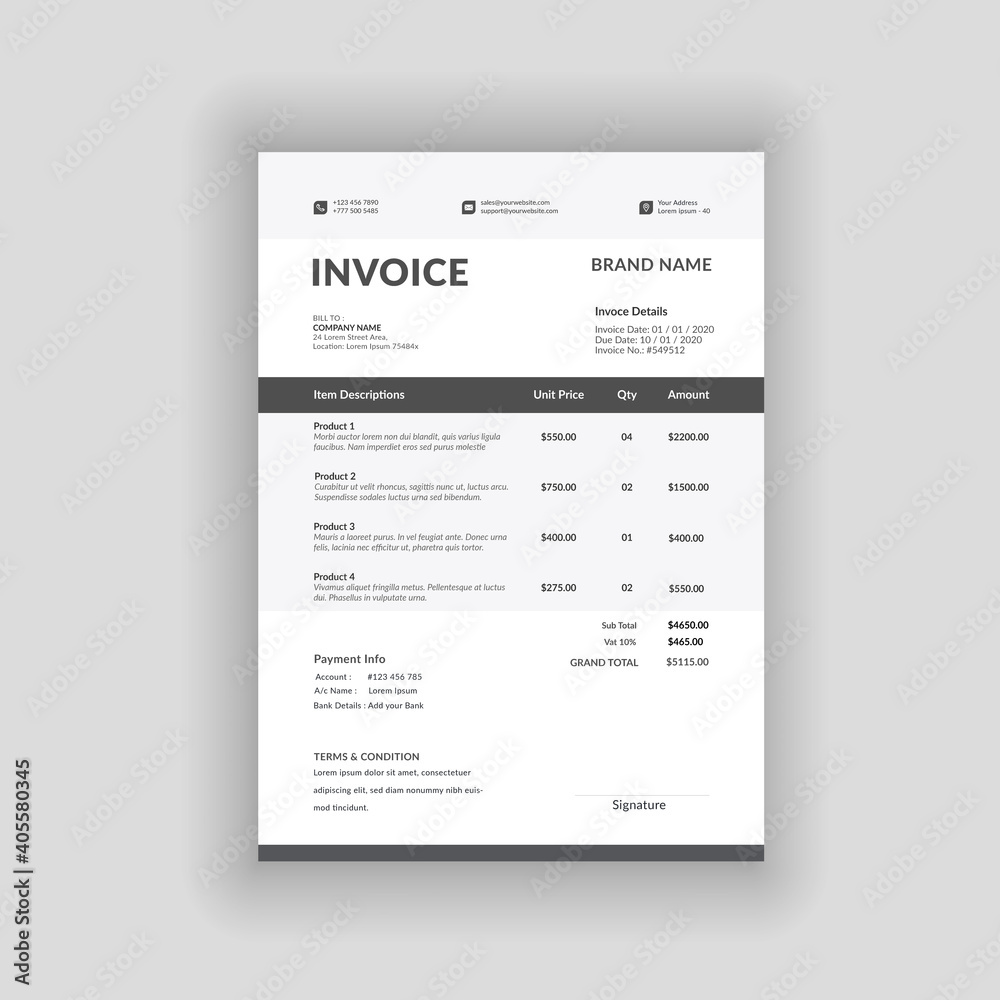 black and white minimal business invoice black and white minimal business invoice