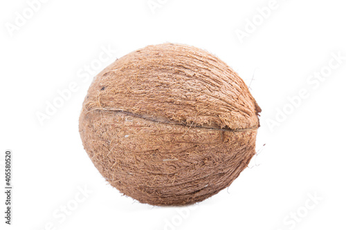Brown coconut isolated on white background.
