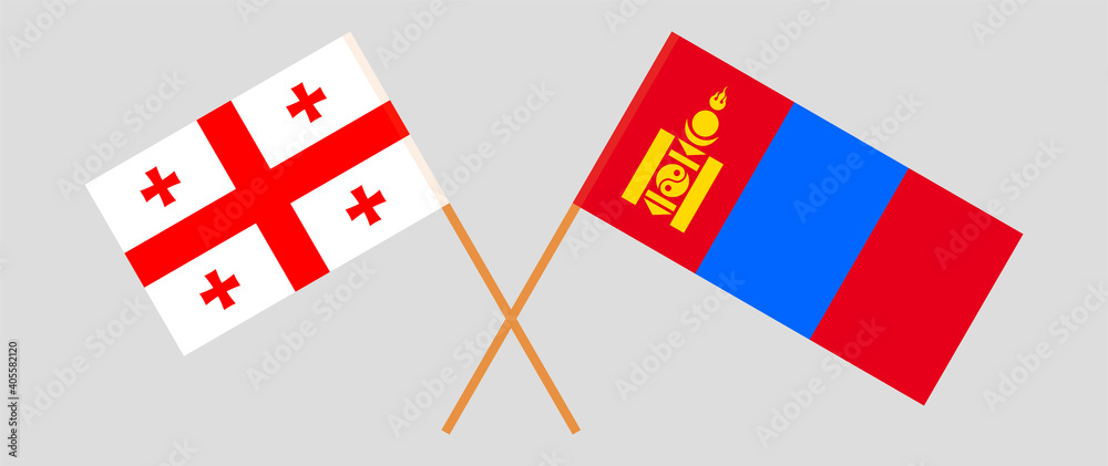 Crossed flags of Georgia and Mongolia