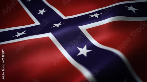 USA American Confederate Flag Textured Background Loop/ 4k animation of a US textured american confederate civil war flag background, with fabric and grunge texture and wind effect seamless looping photo