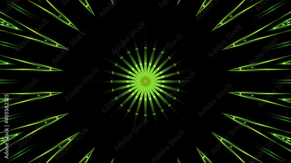 motion and flashing green light on black background, loop Stock ビデオ