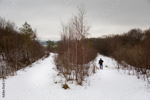 walking in the countryside in snow in Scotland