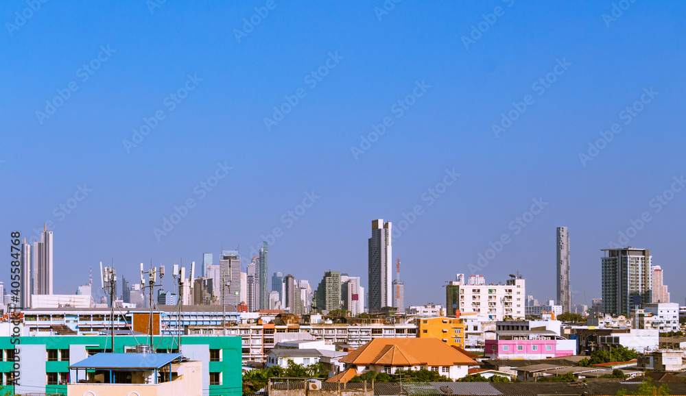 Bangkok city view of Thailand from wat paknam phasi charoen