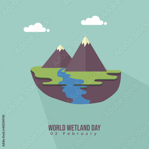 Landscape design of mountain with water flow