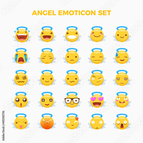 emoticon set of angel. isolated Vector Illustration