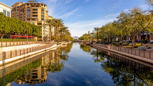 Scottsdale Arizona Canal Waterfront Travel Scene photo