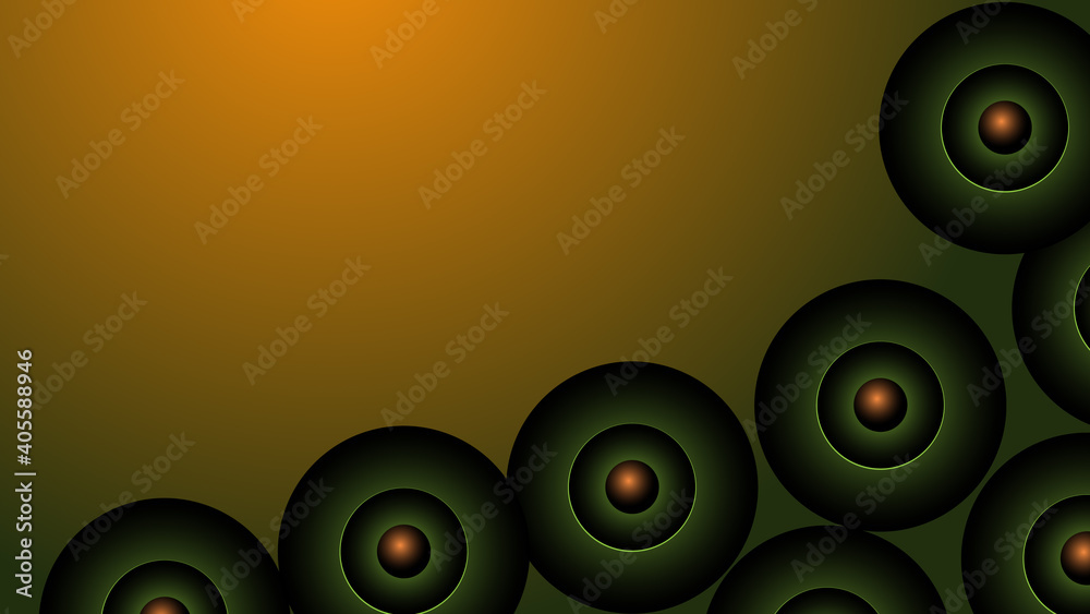 Green and black circles on yellow background illustration. Green and black circles on yellow background illustration.