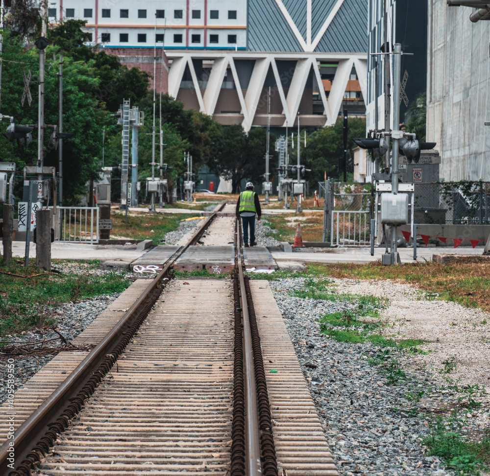 Fototapeta premium railway in the city