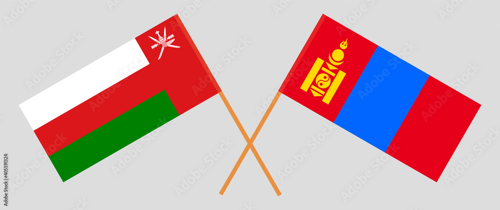 Crossed flags of Oman and Mongolia Crossed flags of Oman and Mongolia