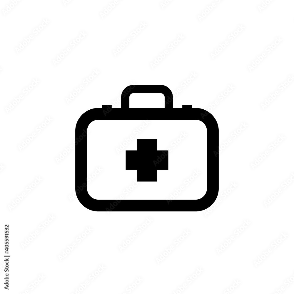 Doctor suitcase, healthcare simple black icon on white Doctor suitcase, healthcare simple black icon on white