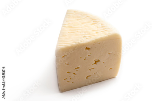 Fetta di pecorino romano, tipico formaggio italiano con latte di pecora 
