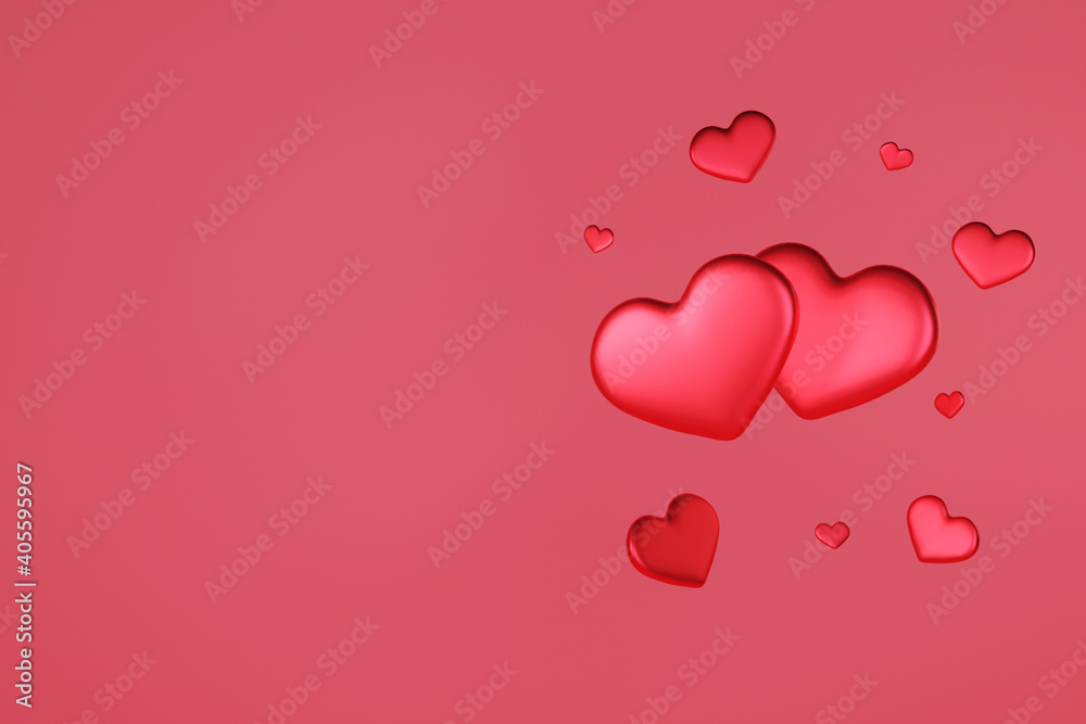 3d rendering floating red heart, love and valentine's day celebrate,