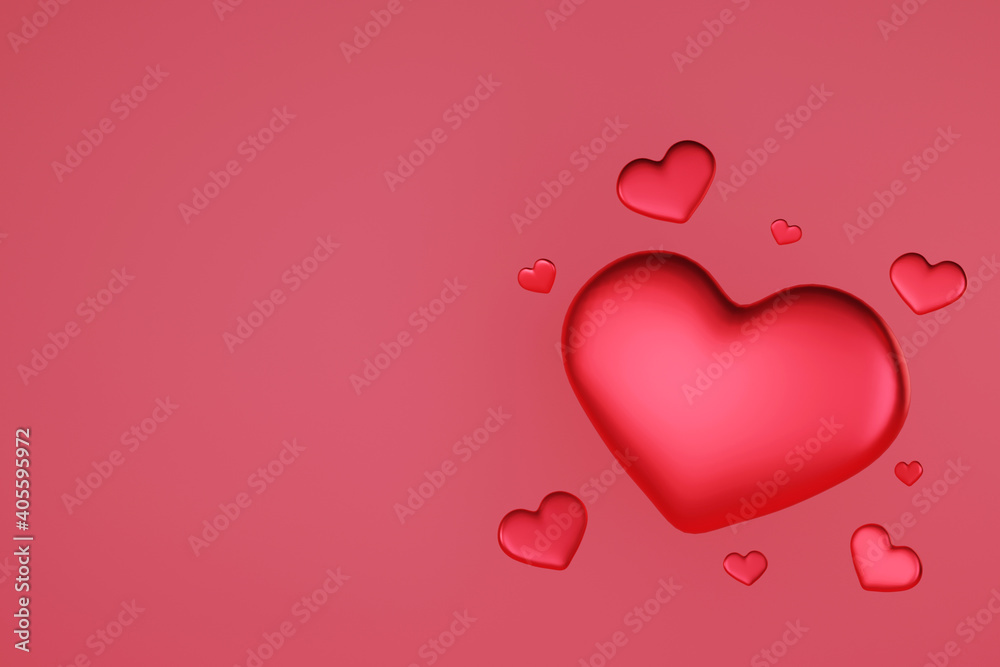 3d rendering floating red heart, love and valentine's day celebrate,