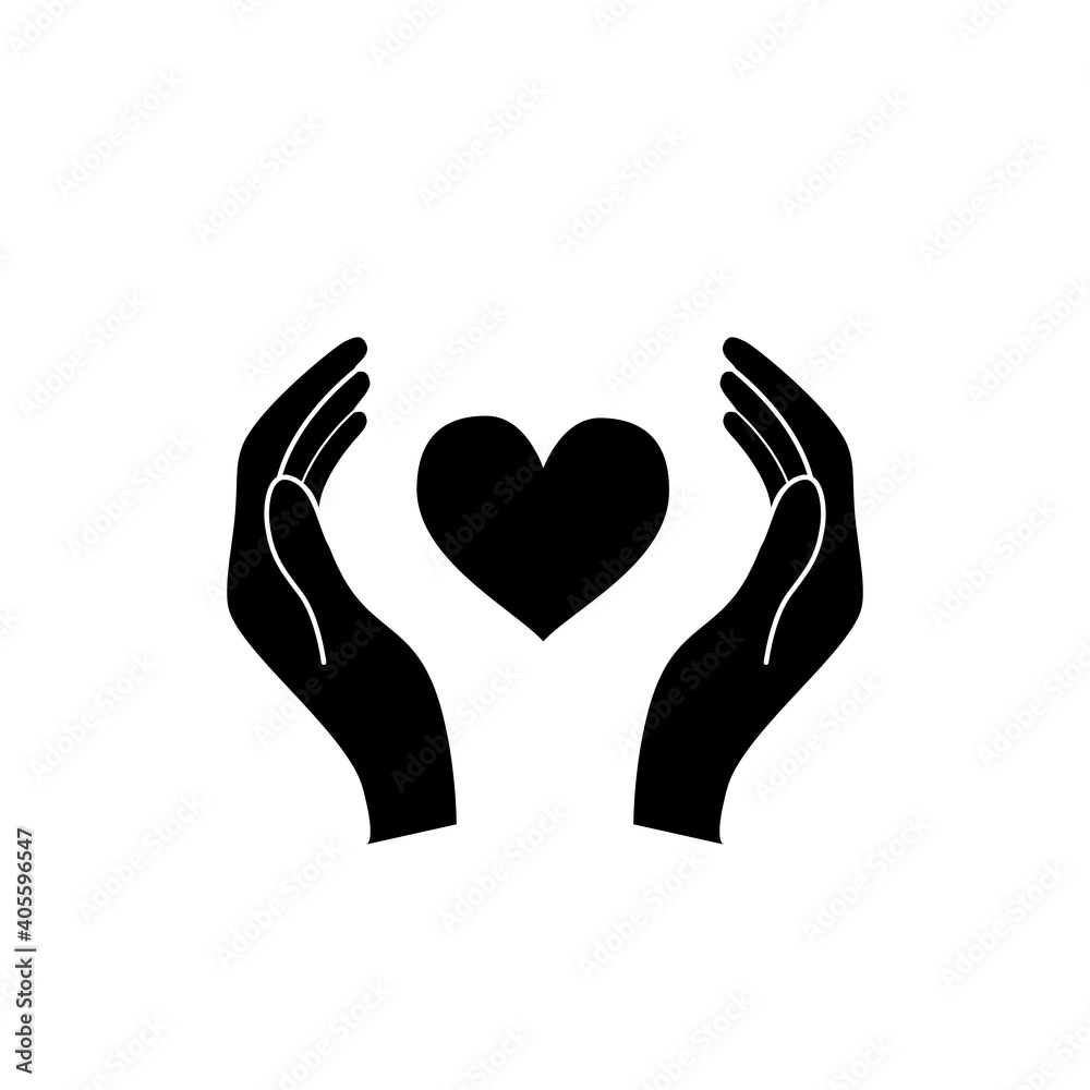 Hands hold a heart, healthcare concept black icon on white Hands hold a heart, healthcare concept black icon on white