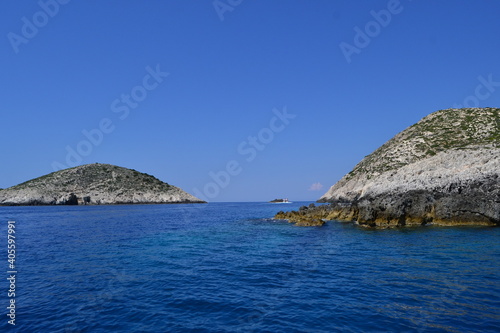 Rocky Mountain with a blue sky and amazing sea