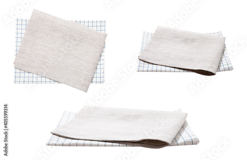Kitchen towel, napkin isolated. Top view mockup