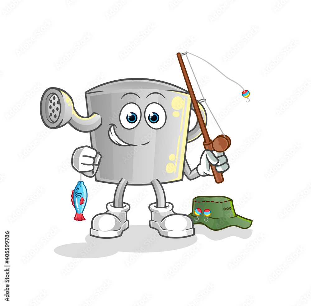 watering can fisherman illustration. character vector watering can fisherman illustration. character vector