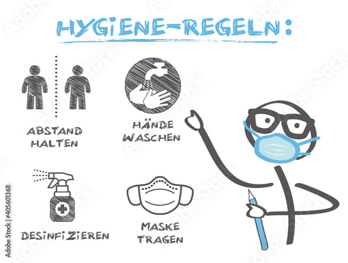 Arzt mit Maske erklärt Hygiene-Regeln - Coronavirus Prävention