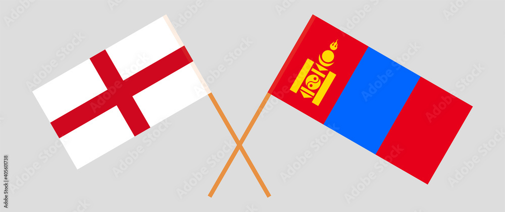Crossed flags of England and Mongolia