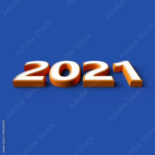 2021 number year 3D rendered image