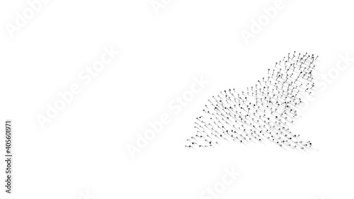 3d rendering of nails in shape of symbol of walrus with shadows isolated on white background