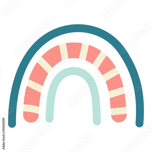 Scandinavian hugge with rainbow stripes isolated on a white background. Vector illustration in simple minimal Scandinavian style for kids, handdrawn free flat style in pastel colors