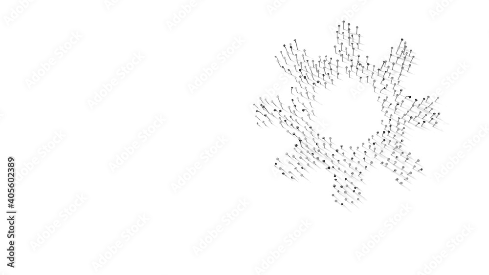 3d rendering of nails in shape of symbol of sun symbol with shadows isolated on white background 3d rendering of nails in shape of symbol of sun symbol with shadows isolated on white background