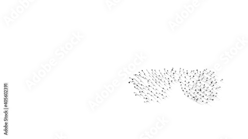 3d rendering of nails in shape of symbol of sunglasses with shadows isolated on white background