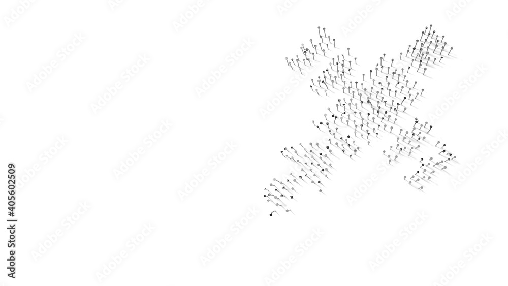 3d rendering of nails in shape of symbol of space satellite with shadows isolated on white background 3d rendering of nails in shape of symbol of space satellite with shadows isolated on white background