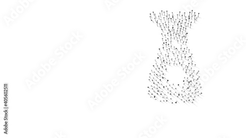 3d rendering of nails in shape of symbol of soya sauce with shadows isolated on white background
