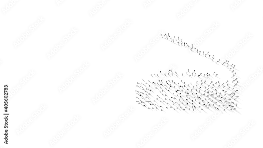 3d rendering of nails in shape of symbol of scanner with shadows isolated on white background