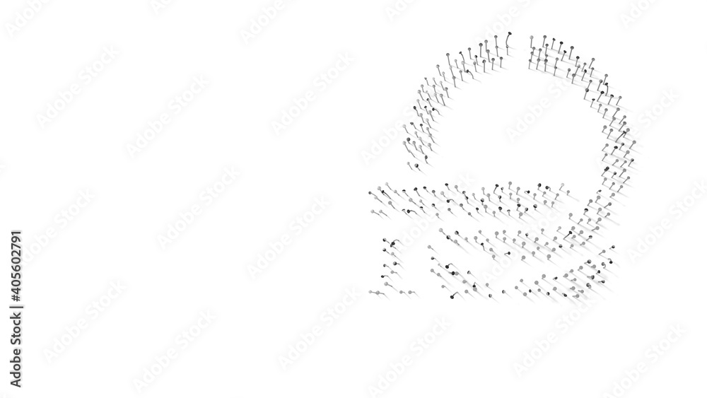 3d rendering of nails in shape of symbol of scan with shadows isolated on white background 3d rendering of nails in shape of symbol of scan with shadows isolated on white background