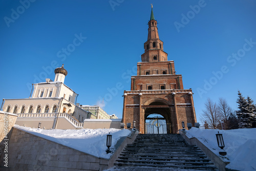 Syuyumbike Tower is a symbol of the city of Kazan, Tatarstan Republic. photo