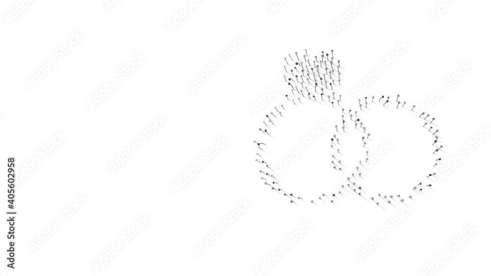 3d rendering of nails in shape of symbol of proposal rings with shadows isolated on white background 3d rendering of nails in shape of symbol of proposal rings with shadows isolated on white background
