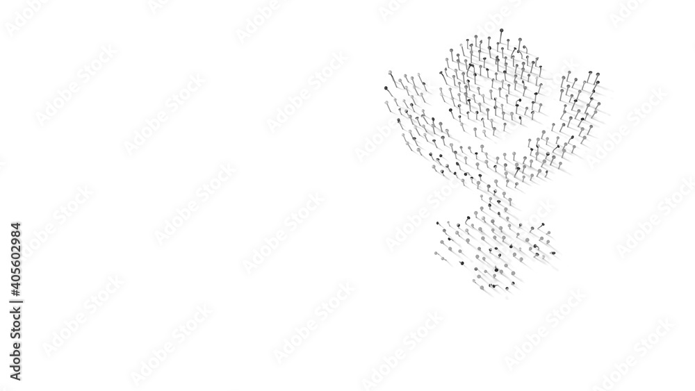 3d rendering of nails in shape of symbol of Pluto with shadows isolated on white background 3d rendering of nails in shape of symbol of Pluto with shadows isolated on white background