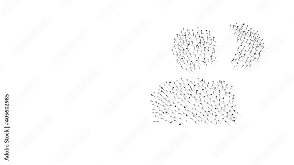 3d rendering of nails in shape of symbol of portraits camera with shadows isolated on white background