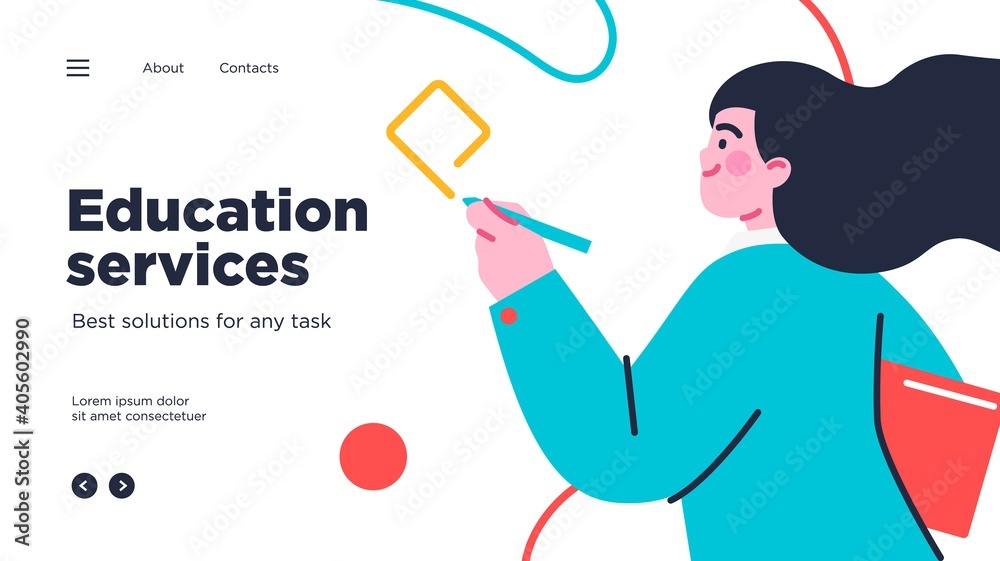 Online education modern flat design isometric concept. Landing page template. Vector illustration for web and graphic design. - obrazy, fototapety, plakaty 