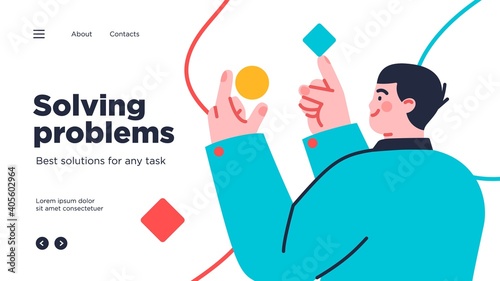 Landing page template of developing computer software, coding and programming . Modern flat design concept of web page design for website. Vector illustration