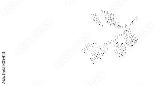 3d rendering of nails in shape of symbol of olive with shadows isolated on white background