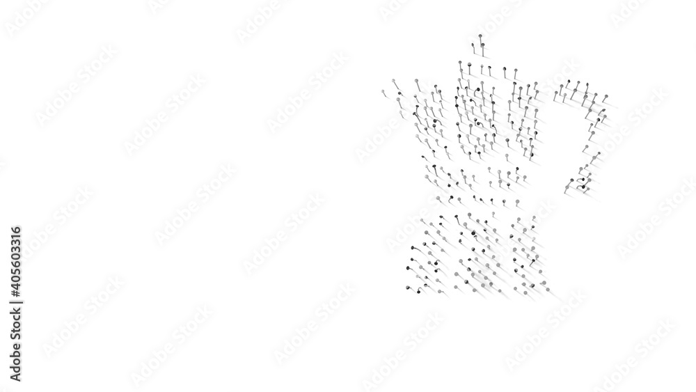 3d rendering of nails in shape of symbol of moka coffee maker with shadows isolated on white background 3d rendering of nails in shape of symbol of moka coffee maker with shadows isolated on white background