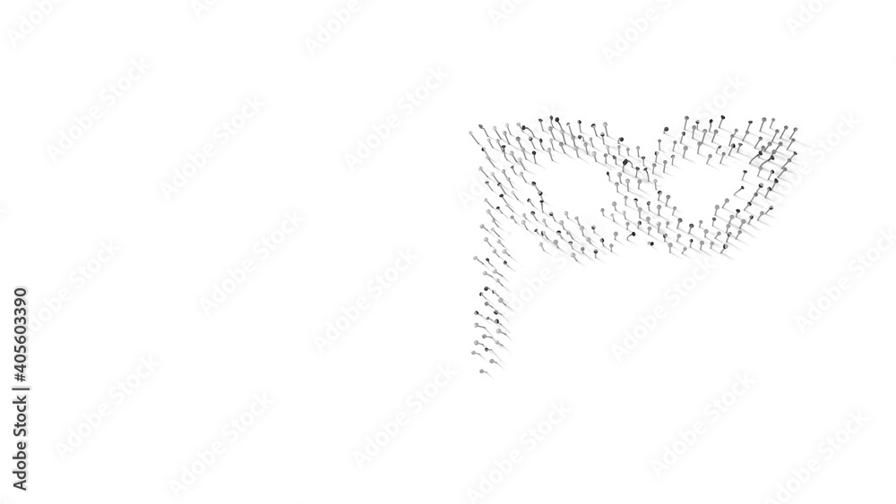 3d rendering of nails in shape of symbol of mask with shadows isolated on white background 3d rendering of nails in shape of symbol of mask with shadows isolated on white background