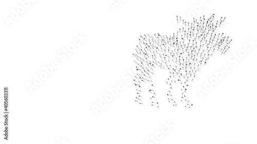 3d rendering of nails in shape of symbol of moose with shadows isolated on white background