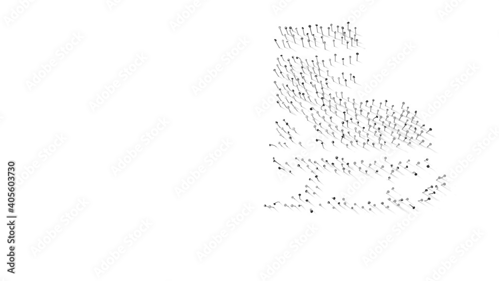 3d rendering of nails in shape of symbol of ice skate shoes with shadows isolated on white background 3d rendering of nails in shape of symbol of ice skate shoes with shadows isolated on white background