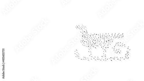 3d rendering of nails in shape of symbol of Christmas sled with shadows isolated on white background