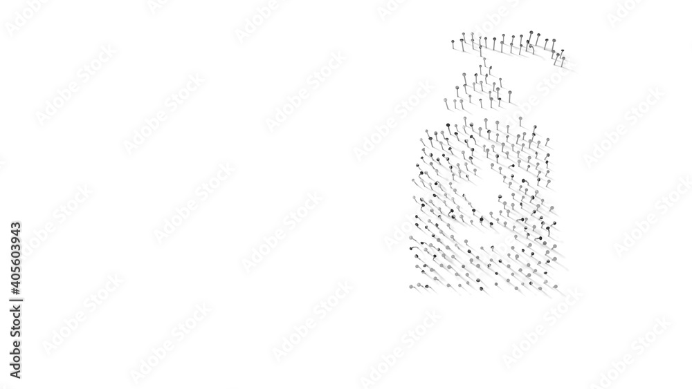 3d rendering of nails in shape of symbol of hand sanitizer with shadows isolated on white background 3d rendering of nails in shape of symbol of hand sanitizer with shadows isolated on white background