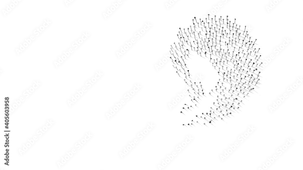 3d rendering of nails in shape of symbol of hairstyling with shadows isolated on white background 3d rendering of nails in shape of symbol of hairstyling with shadows isolated on white background