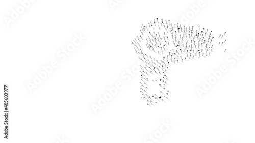 3d rendering of nails in shape of symbol of hairdryer with shadows isolated on white background