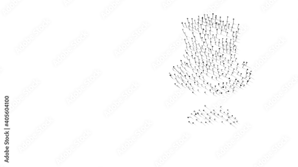 3d rendering of nails in shape of symbol of gentleman with shadows isolated on white background 3d rendering of nails in shape of symbol of gentleman with shadows isolated on white background